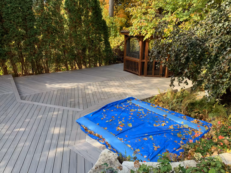 A wooden deck.